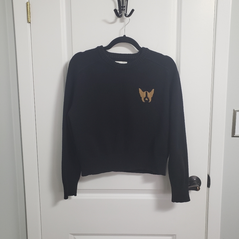 OAK + FORT Black Dog Monogram Sweater